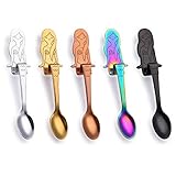 Mermaid Coffee Spoon Stainless Steel Hanging Spoon Set - 18/10 Cute Teaspoon Sugar Spoon Ice Cream Desert Spoon Hanging Spoons Cup Soup Multi-functional Kitchen Tools Set (Pack of 5)