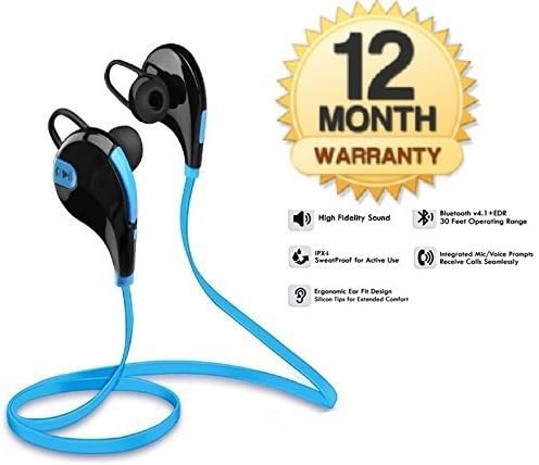 Shopzie Bluetooth 4.1 Stereo Sport Headphones With Earhooks for Android/iOS Devices (Color may vary)