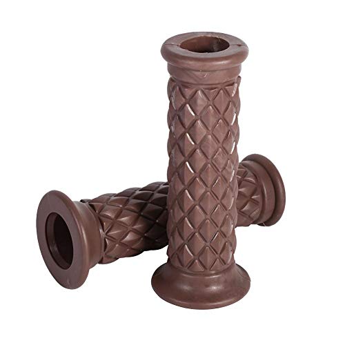 Motorcycle Hand Grips, 1 Pair 7/8" 22mm Non Slip Rubber Handlebar Grips End Thruster Grip for Honda Triumph Yamaha Kawasaki (Dark Brown)