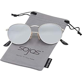 SojoS Small Round Polarized Sunglasses Mirrored Lens