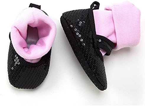 Infant Crib Booties Black and Pink Sequins (Infant 1)