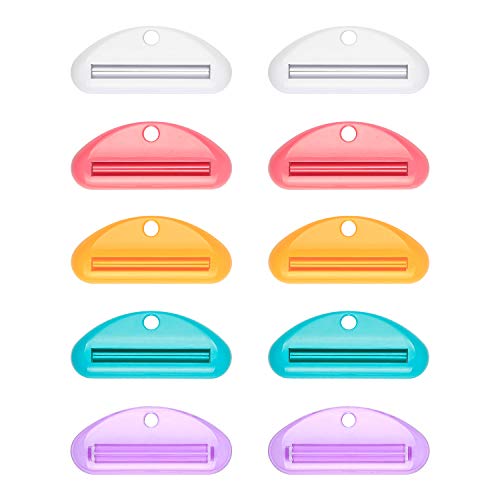 Tanlee 10 Pieces Toothpaste Tube Squeezer Toothpaste Clips Extruders Toothpaste Tube Cleanser Dispenser, 5 Colors