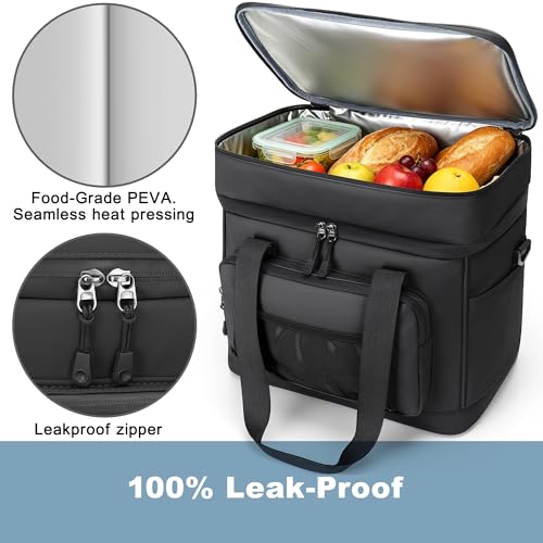 Youngoa Nevera Portatil, 40L Grande Doble Nevera Playa Plegable, Bolsa Térmica Isotermica Portátil e Impermeables para Picnic