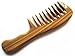 Myhsmooth Gsp-2w-wt Wide Tooth Wood Handmade Natural Green Sandalwood No Static Comb with Wavy Handle with Aromatic Scent for Detangling Curly Hair and Gift(7.4