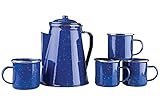 Stansport Enamel 8 Cup Percolator Coffee Pot with 4 Mug Set