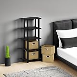 Furinno TURN-N-TUBE 4-Tier Narrow Storage Shelf with Bins, Espresso view 2