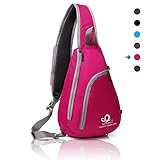 WATERFLY Chest Sling Shoulder Backpacks Bags Fashion Cute Crossbody Rope Triangle Pack Rucksack for Hiking or Multipurpose Daypacks and School Handbag for Man Women Lady Girl Teens(Rose)