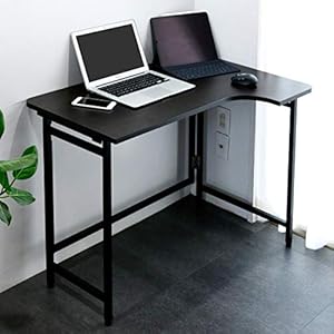 [山善] デスク (L字デスク) 折りたたみ ダークブラウン/ブラック RPSTC9060HDBRBK