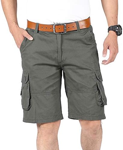 CNMUDONSI Men's Cargo Pants Capris Shorts Relaxed Fit Cotton with Multi Pockets