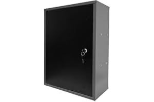 JZD Metal Wall Mounted Storage Lockable Garage Cabinet with 2 Removable Shelves, Black & Grey