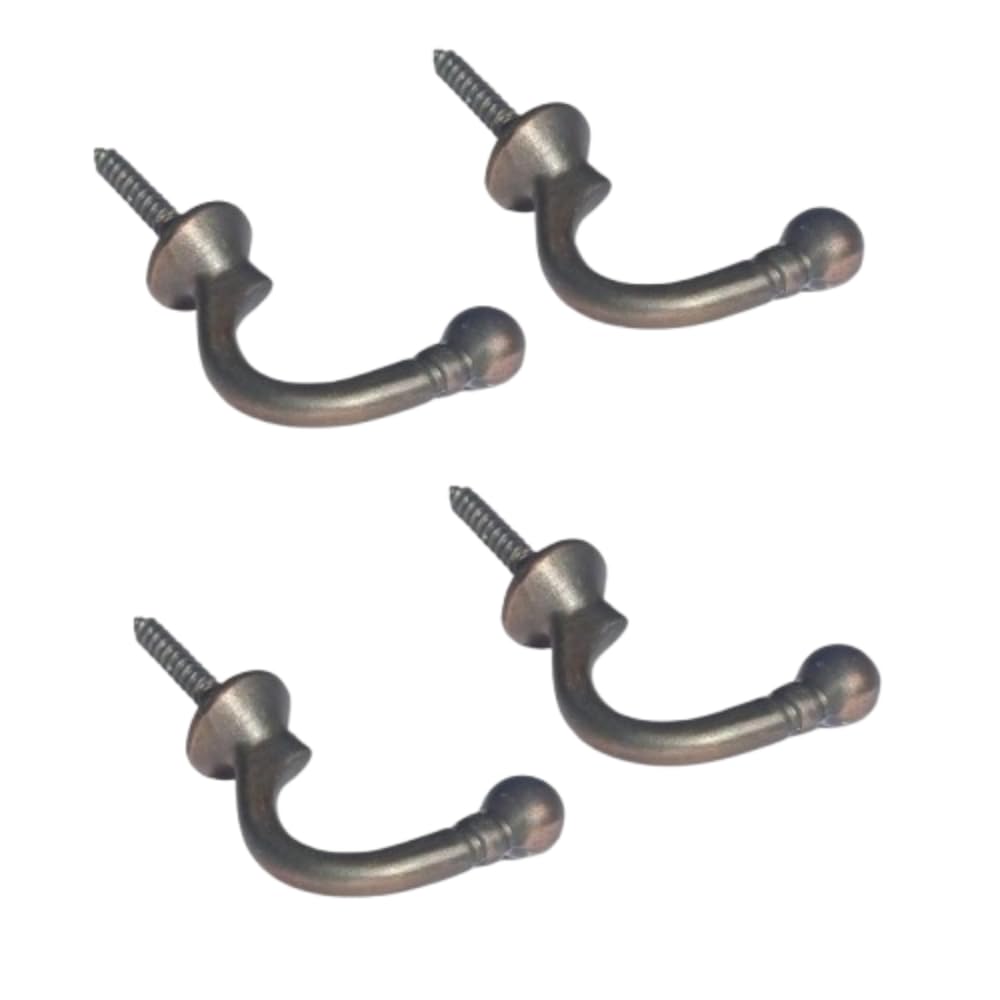Ball End Curtain Holdbacks Hooks Gun Metal Ball End Curtain Holdbacks Hooks U Shaped Metal Tie Back Wall Mounted Drapery Hook for Tie Back Clothes Coat Hanger Pack of 4.