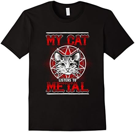Mens My Cat Listens To Metal Tshirt Large Black