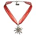 Alpenflüstern Bavarian organza necklace with rhinestone Edelweiss, Ladies costume jewelry, traditional german pendant necklace for Dirndl, Leather trouser, Oktoberfest (red)