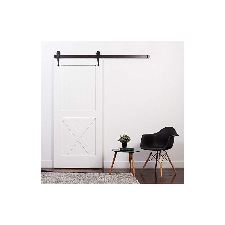 UKN White Oil Rubbed Bronze Barn Door with Arrow Sliding Hardware Brown