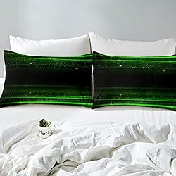 Ombre Stripes Bedding Set Queen Black Green Outer