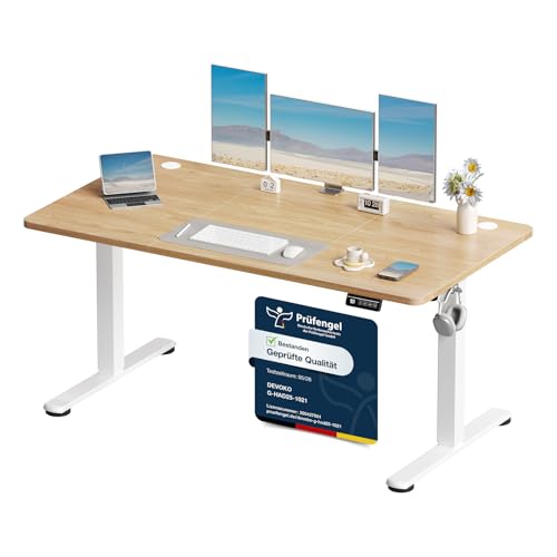 Devoko Elektrisch Höhenverstellbarer Schreibtisch 150 x 60cm,Beige