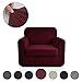 Rose Home Fashion Jacquard Stretch 2 Separate Pieces Chair Cover, Chair Slipcover with Separate Cushion Cover Couch-Polyester Spandex Sofa Slipcover&Couch Cover for Dogs(Chair: Burgundy)