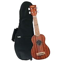 Kala KA-15S Mahogany Soprano Ukulele with FREE Deluxe Stronghold brand soprano uke soft case gig bag