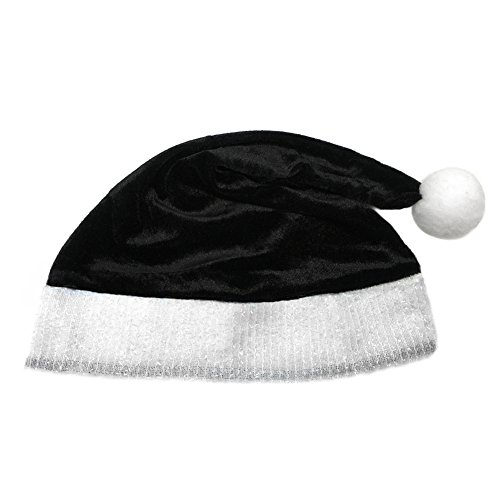 Adult Black Plush Santa Hat ~ Xmas Christmas Costume Party Accessory