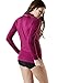 TSLA Women's UPF 50+Swim Shirt Rashguard Long Sleeve FSR Series, Coastal Tide Print(fsr24) - Plum, Medium.
