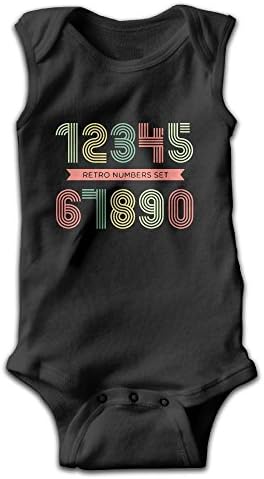 Coloured Retro Numbers Unisex Baby 100% Cotton Lightweight Sleeveless Bodysuits Onesies Newborn