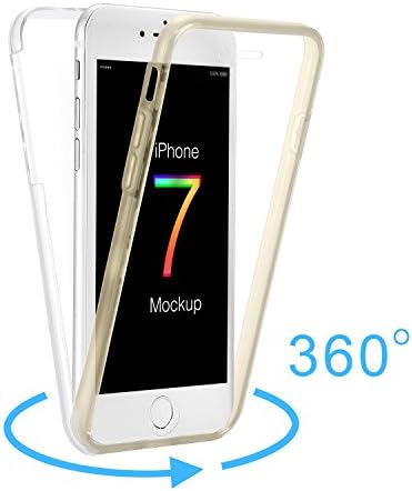 For iPhone 7 plus Case, Uniachieve[Lit]Series 2nd Generation 360 Degree Soft TPU Front And Back 2 Full Silicone Protective Clear Ultra Slim Cell phone Case Cover Transparent (gold)