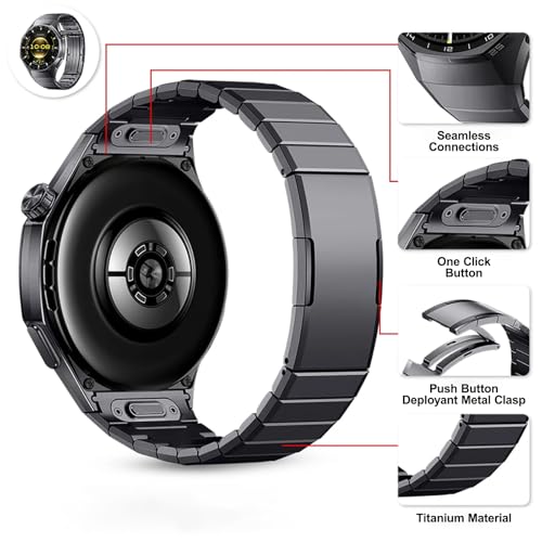 Hatolove Titanium Strap for Huawei Watch GT6 Pro 46 mm, with DLC Coating and Folding Clasp – Lightweight, Anti-scratch, Modular Design for Huawei GT6 Pro 46 mm