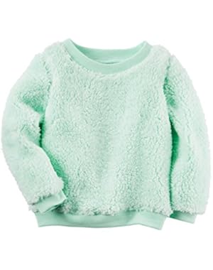Girl's Mint Green Sherpa Crew Neck Sweater (9 Months)