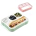 Bento Box 4 Compartments Lunch Box from eMigoo, Green and Pink, 2 Pieces