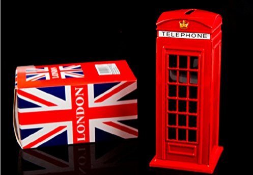 BeeSpring Red Phone Booth Delicate Britain Metal Alloy Money Coin Spare Change Piggy London Street Red Telephone Booth Bank Souvenir Model Box Jar Piggy Bank Red Phone Booth Box Moneybox-5.5" H