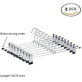 Amber Home Extra Large 15.75'' (40cm) Length Metal Pants Hanger Slack Hanger for Men with Non-Slip Adjustable Clips Pack of 8