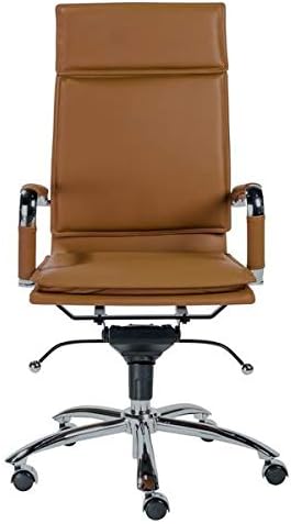 Cognac Leather Chrome Modern Office Chair With High Back Office Products Amazon Com