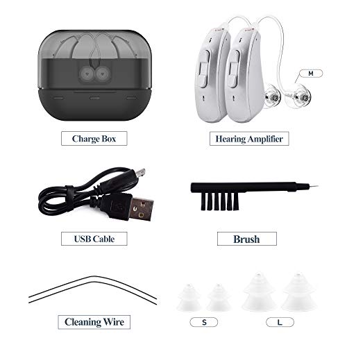 Rechargeable Sound Amplifier for Adults, Voice Enhancer Device Aid and