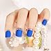 YUNAI 24PCS Matte with Metallic French Acrylic False Fake Full Nail Tip Art Royal Blue&Gold