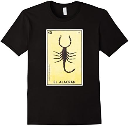 Mens El Alacran Card T-Shirt Scorpion Loteria Tarot XL Black
