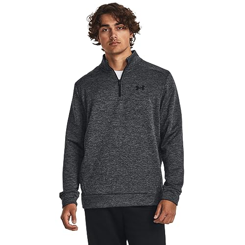 Under Armour mens Armour Fleece Twist Quarter Zip, (001) Black / / Black, Medium Tall