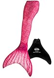 Fin Fun Mermaid Tail, Reinforced Tips, Monofin, Malibu Pink, Size Child 10
