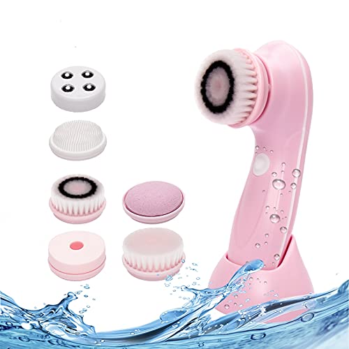 electric face scrubber Rechargeable IPX7 Waterproof with 6 Brush Heads