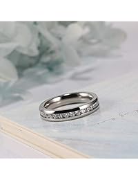 Anillo de compromiso de titanio con circonita cúbica de 0.157 in y 0.236 in, de Tigrade, para boda, tamaño 4 a 12