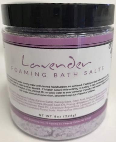 Bath Salt Gift ORGANIC Lavender Foaming 8 oz SPA RELAXATION Essential Oils and Coconut Oil: Calming Lavender, Soothing and Energizing