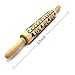 Christmas Wooden Rolling Pins color mogu Engraved Embossing Rolling Pin with Christmas Symbols for Baking Embossed Cookies (tree) (tree)
