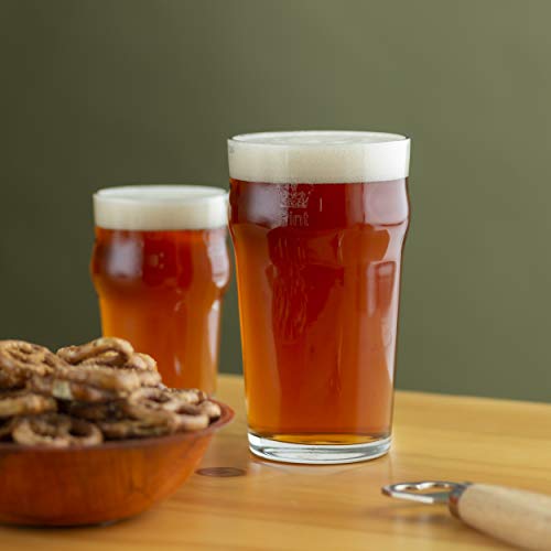 KegWorks Authentic British Style Imperial Pint Glass with Etched Seal 20 Ounce Capacity, 2 Pack