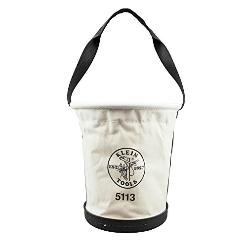 Klein Tools 5113 Canvas Bucket for Tool Storage and Transport is Tapered, Canvas with Web Handle, Made in USA