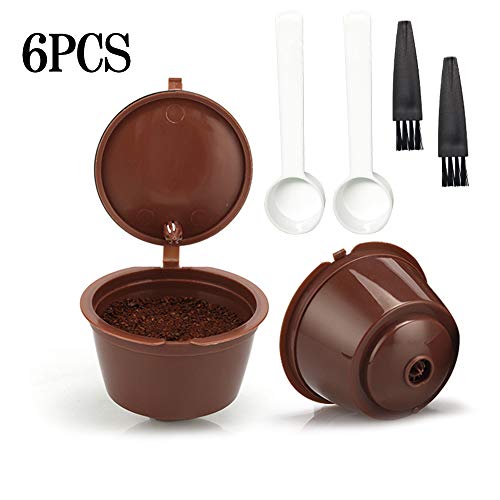 Coffee Capsule for Dolce Gusto, 6Pcs Refillable Reusable Coffee Capsule Filter Cup with 2Pcs Coffee Coffee Capsule for Dolce Gusto, 6Pcs Refillable Reusable Coffee Capsule Filter Cup with 2Pcs Coffee