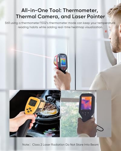 HIKMICRO E02 Thermal Camera with Visual Camera,Smart Scenes Detection,240*240 SuperIR,96x96 IR Resolution,Handheld Thermal Imaging Camera with Laser Pointer, 20Hz Infrared Thermal Imager,-20℃ to 400℃