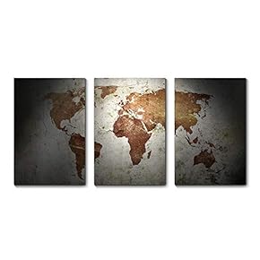3 Piece Canvas Wall Art World Map Canvas Prints Home Artwork Decoration for Living Room,Bedroom - 16"x24" x 3 Panels