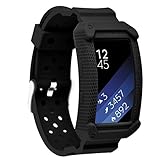 Moretek Gear Fit2 bands , Frame Rugged Protective Case with Strap Bands for Samsung Gear fit 2 Smartwatch / Watch Sport Replacement Band (NewBlack)