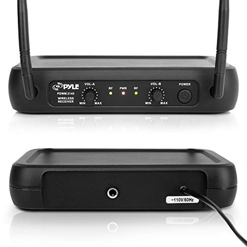 Pyle Dual Channel Wireless Microphone System VHF Fixed Dual Frequency