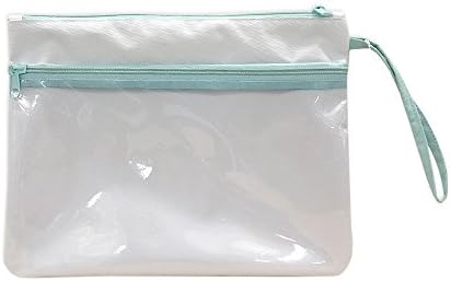 Beach White Mint Green 12 x 9 Inch Polyester Lined Wet Dry Bag