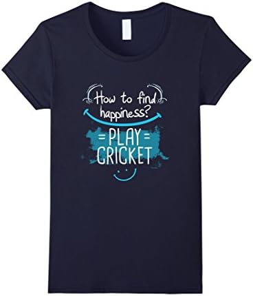 Womens How to Find Happiness Play Cricket Sports Activity T-Shirt XL Navy